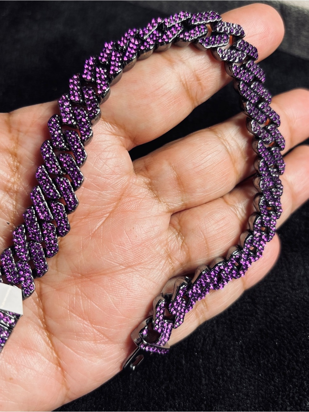 9” Purple Pavé Cuban Link Bracelet